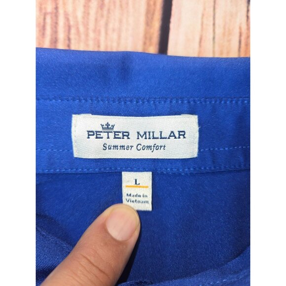 Peter Millar Mens Large Blue Polo Shirt Summer Comfort Golf Shirt Mira Vista GC - Picture 5 of 7